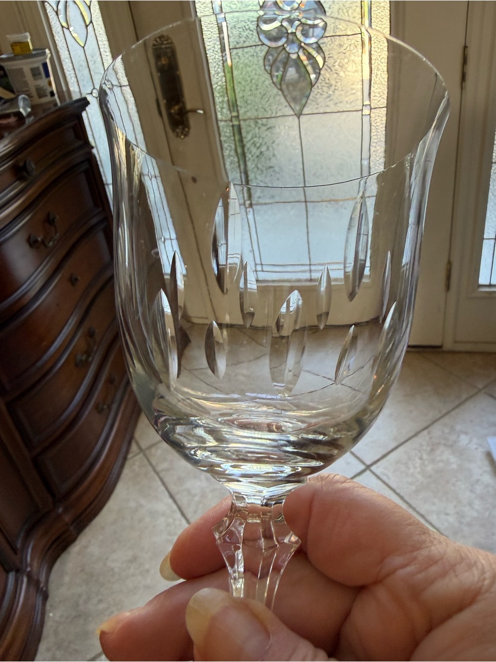 Vintage Tiffin MCM  60s tear drop pattern crystal wine glass pair